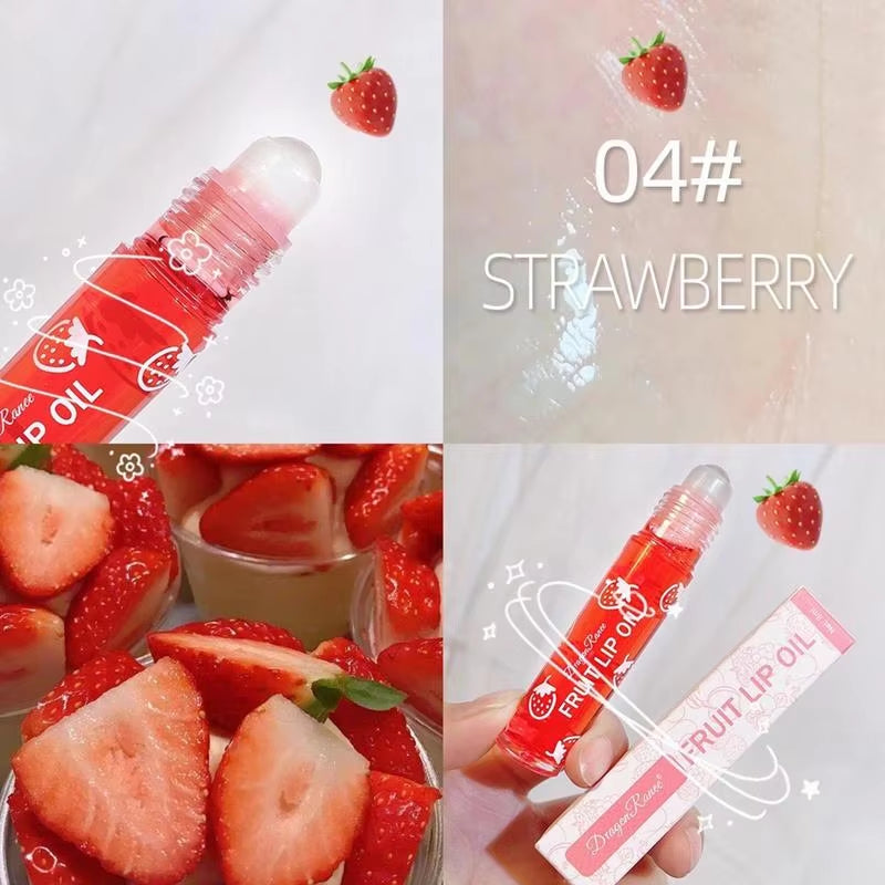 1Pcs Fruit Lip Gloss Transparent Lip Oil Moisturizing Reducing Lip Lines Nourishes Lips Long-Lasting Liquid Lip Cosmetics